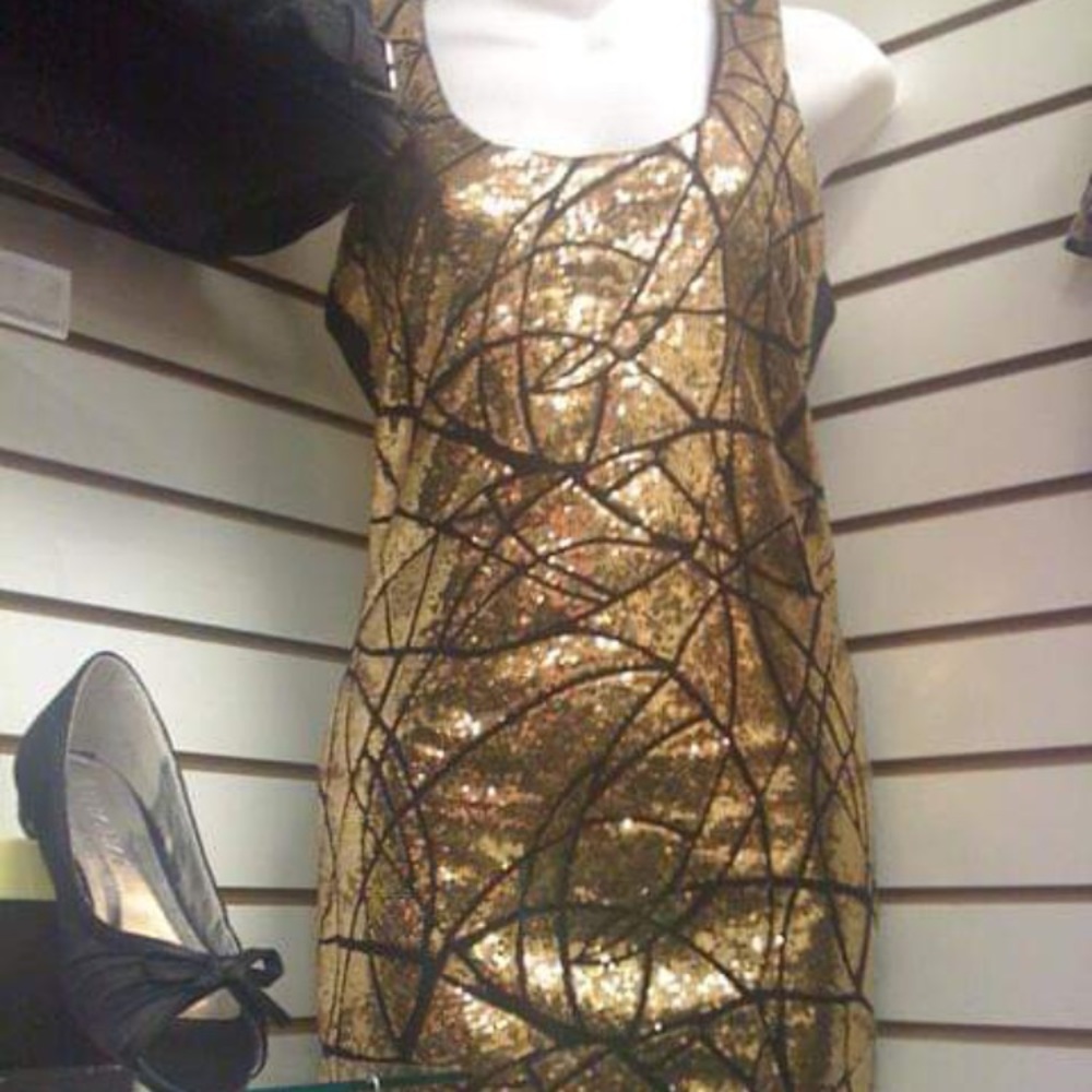Gold Sequin fitted dress